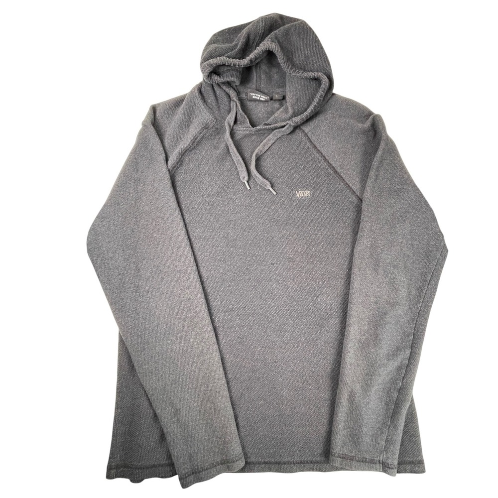 Vans Hoodie Mens M Gray Textured‎ Raglan Pullover Skate Streetwear - Picture 2 of 8